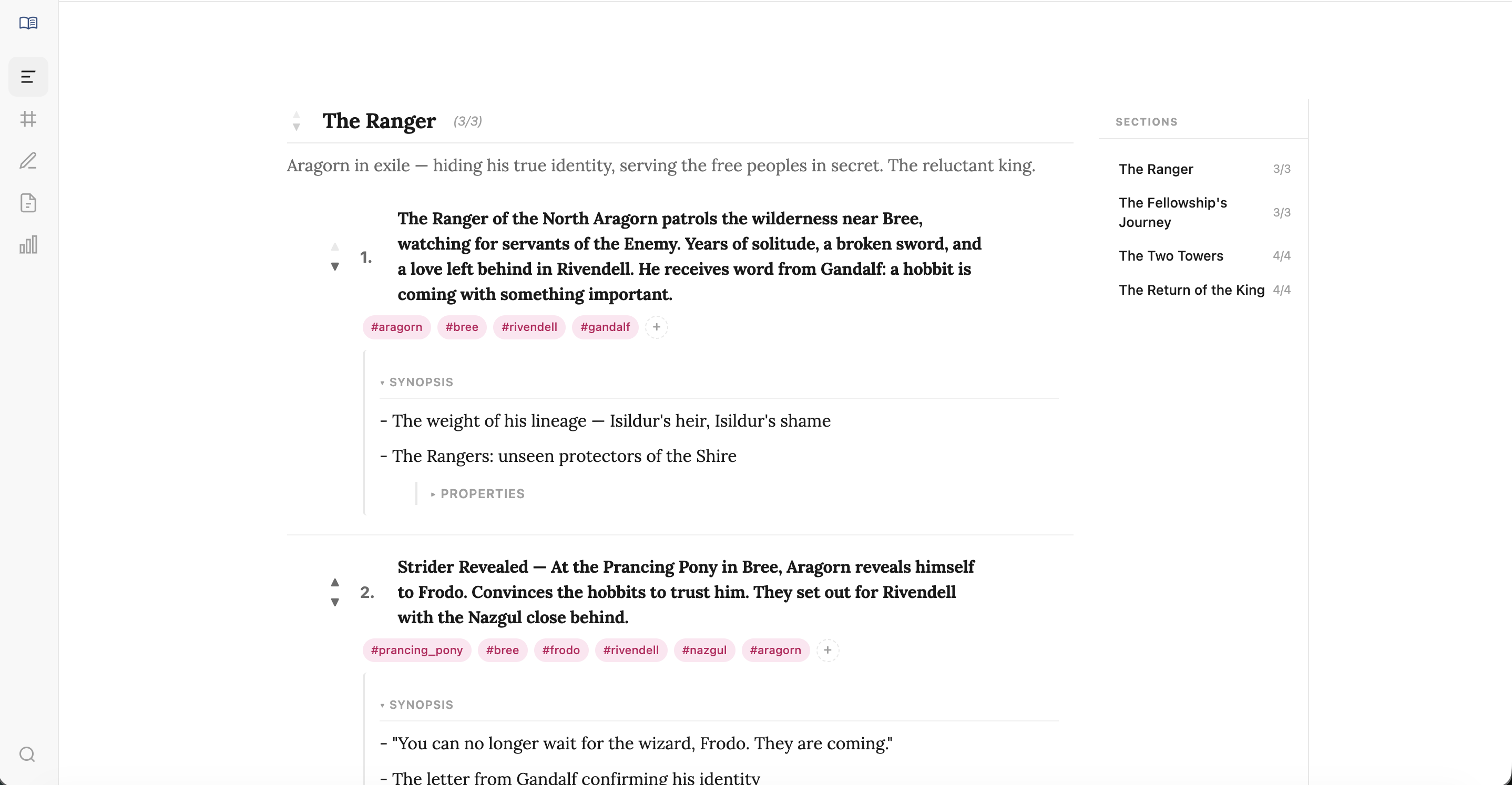 Braidr POV Outline View — organize scenes by character with plot point sections, scene cards, and story structure templates